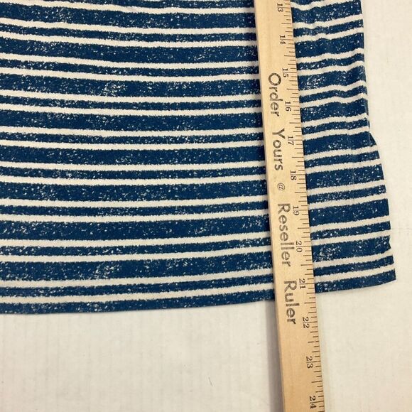 Chaps Womens Cotton Peasant Top Blue Ivory Stripe Short Sleeve Neck Tie Shirt XL - Picture 6 of 10